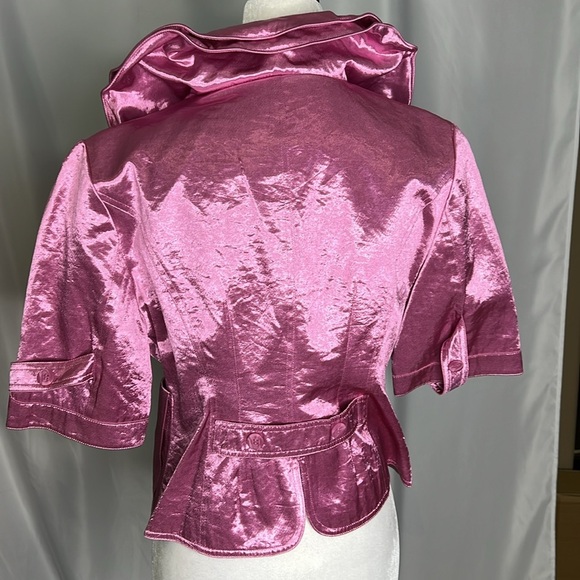 ***SOLD****Gilani Women's Metallic  Pink ¾ Sleeve Blazer - Picture 4 of 10